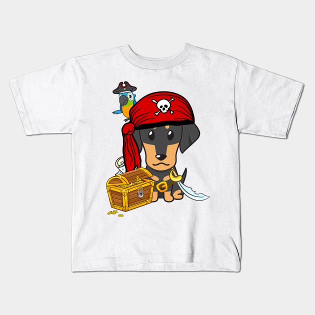 Funny dachshund is a pirate Kids T-Shirt by Pet Station